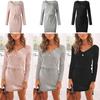 Cozy Deep V-neck Womens Knitted Jumper Sweater Dress For Autumn And Winter