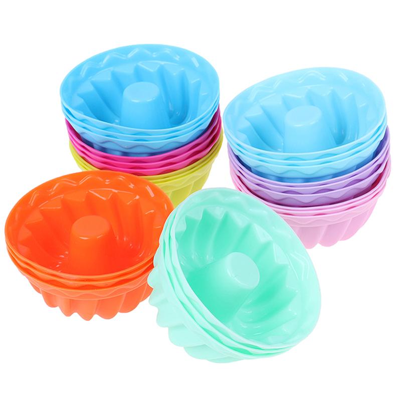 6 Stück Silikon Kuchenformen Muffin Kuchenförmchen Eiertörtchen Cupcake Dessert Backform Backwerkzeuge Farbe Zufällig