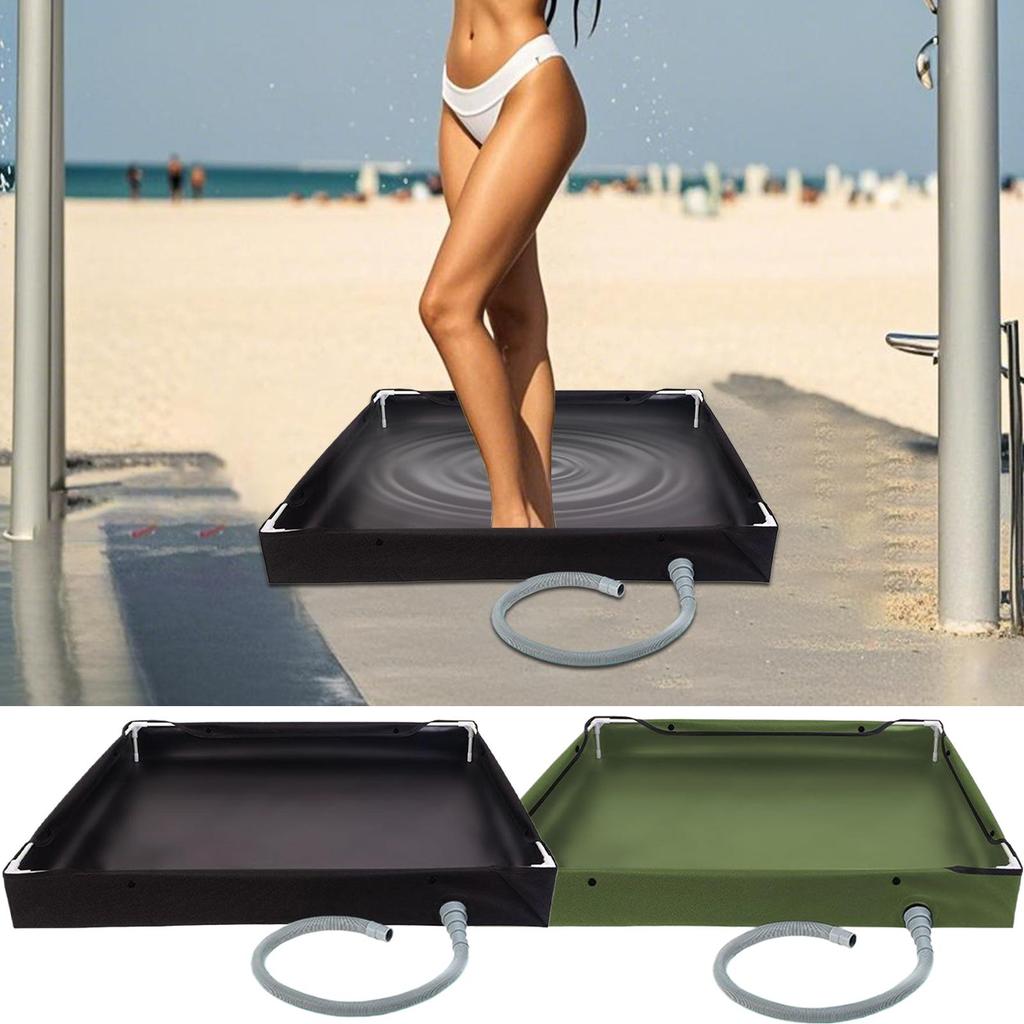 Portable Shower Base Folding Outdoor Camp Shower Pan Bathing Tray With Drain Pipe For Adults Travel Adventurer Climbing Hiking
