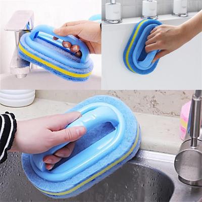 Flexible Plastic Sponge Cleaning Fibre Cotton Bathroom Bathtub Brush With Handle