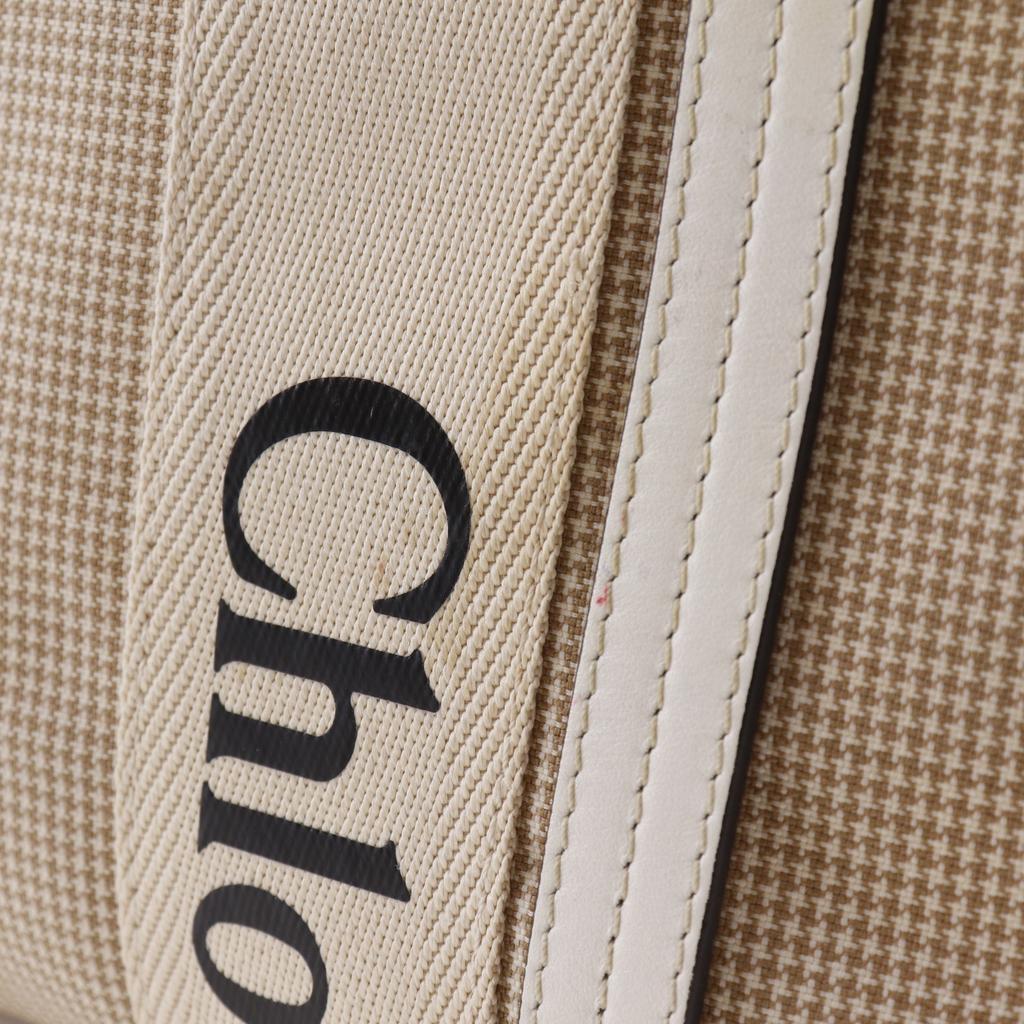 Chloe Woody medium tote Tote Bag beige canvas Women Used
