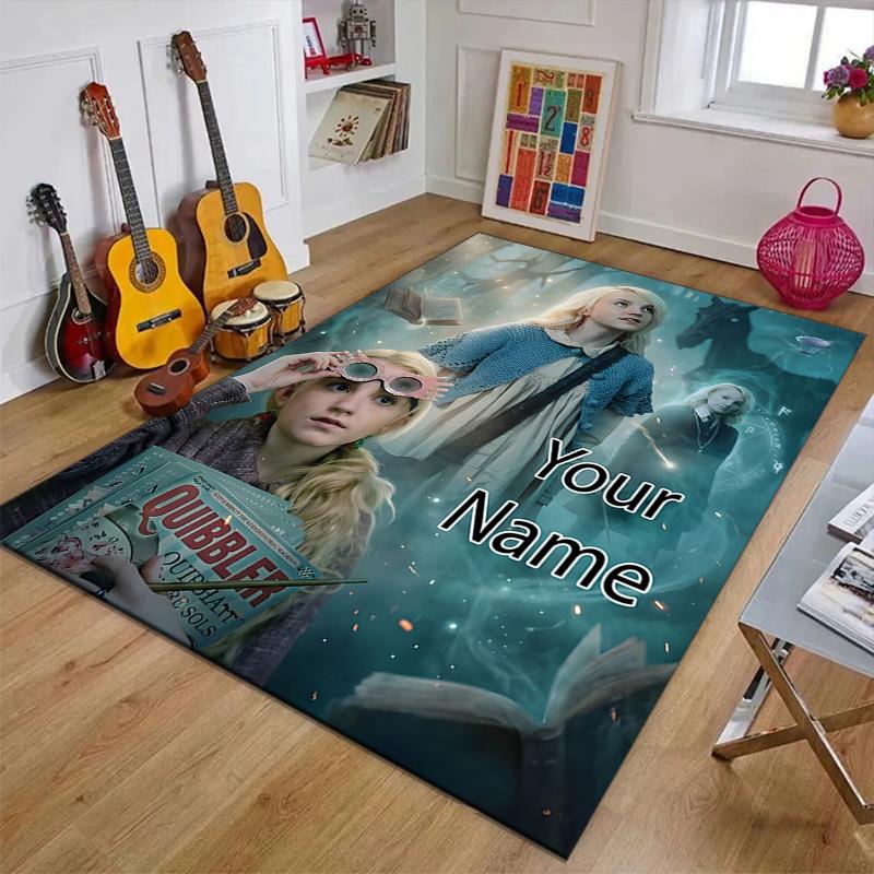 Hogwarts Design Area Rug Personalized Name- Non-Slip, Soft & Cozy Floor Mat for Living Room, Office - Indoor/Outdoor Carpet
