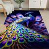 1pc Luxurious Crystal Velvet Peacock Area Rug -  Polyester, Heavy-Duty, Non-Slip Carpet Chair Mat for Office, Kitchen, Livin