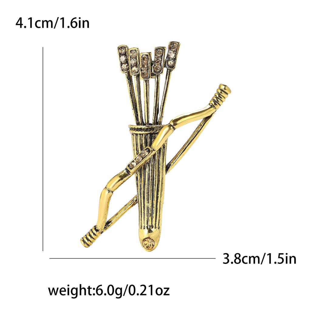 Fashion Creative Alloy Rhinestone Bow And Arrow Brooch Personalized High-End Men'S And Women'S Suit Coat Corsage Jewelry Pin