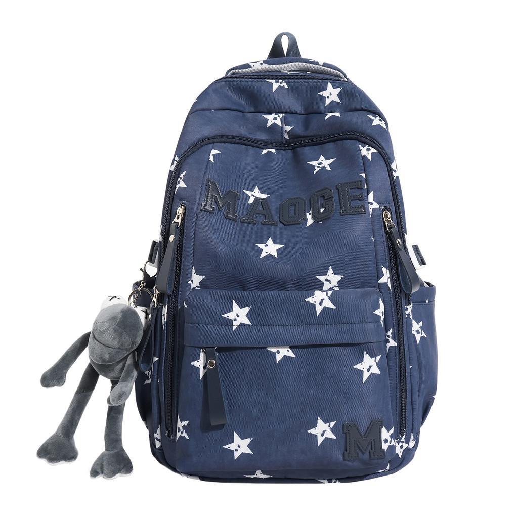 Schoolbag wholesale Korean version of large-capacity schoolbag boys junior high school backpack trendy cool stars versatile travel spine weight