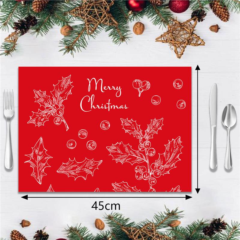 Durable Heat-Resistant Faux Linen Christmas Table Placemat