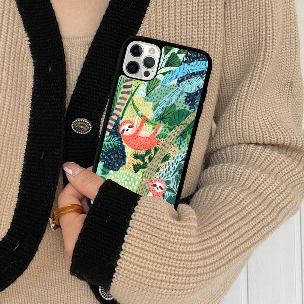 Jungle Art Illustration Snake Cats Sloth Phone Case For IPhone 17 16 15 14 13 12 11 Pro Max Plus MiNi 17Air PC+TPU Armor Cover