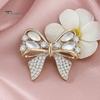 Bowknot Lapel Pin Rhinestone Bow Brooch, Cat Eye Stone Pin, Sweater Dress Embellishment Cardigan Coat Suits Clothing Accessories, Jewelry Gift