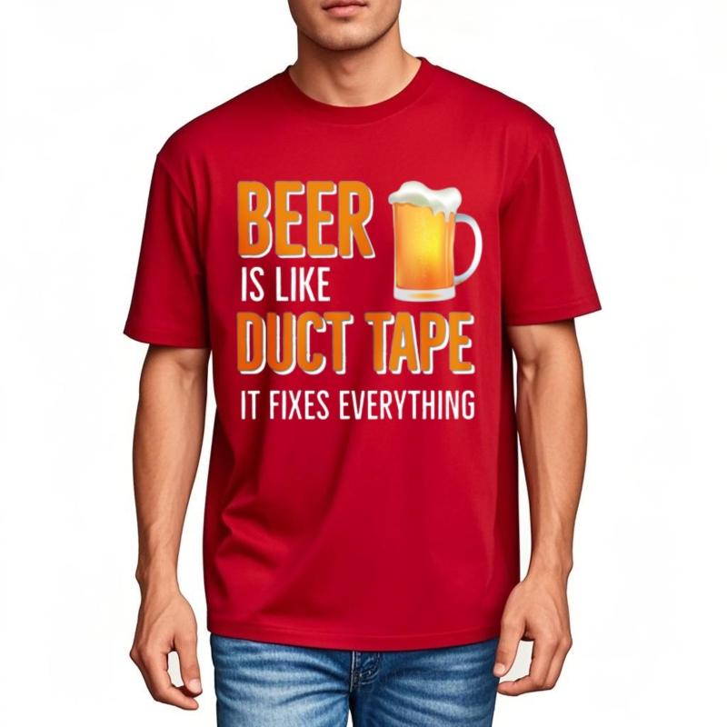 Round Neck Tee Soft Women O Neck t shirt unisex Beer Is Like Duct Tape It Fixes Everything Cool For him Tshirt Breathable Tee 4XL