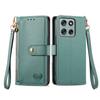 For Motorola Moto G56 5G Case RFID Blocking Zipper Pocket Leather Wallet Phone Cover with Strap