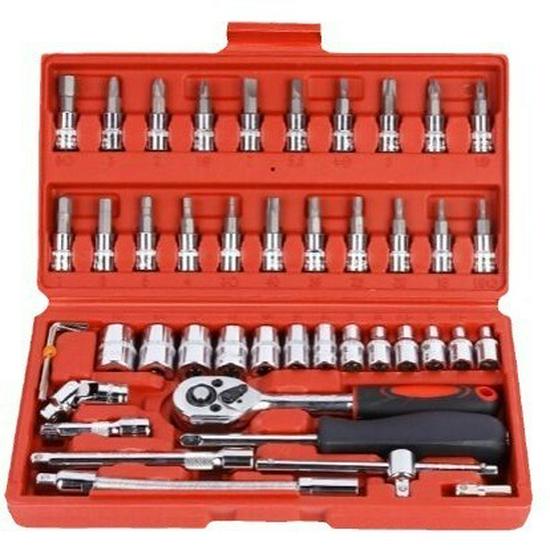 46-Piece Ratchet Socket Wrench Tool Set for Auto & Motorcycle Repair