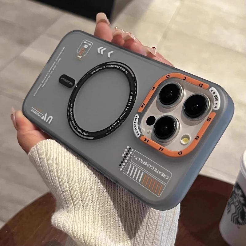 Matte magnetische Telefonhülle für iPhone 16 15 14 13 Pro Max für Megsafe Wireless Charge, mattierte Rückseite, Metalllinsenrahmen, Tastenabdeckung