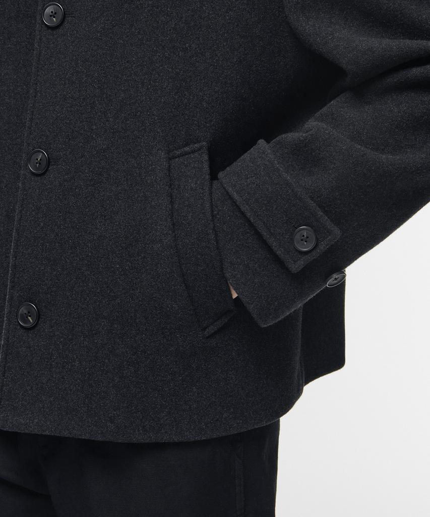 Musinsa Standard Wool Blend Oversized Short Balmacaan Coat [Charcoal Grey]