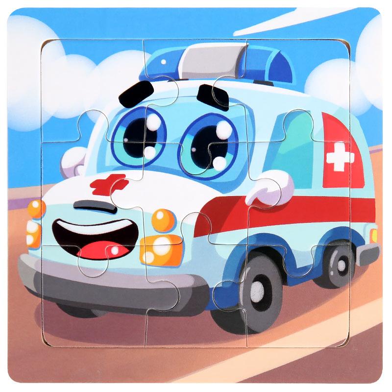11cm Children Wooden Jigsaw Puzzle Games Cartoon Animal Vehicle Pattern Wooden 3d Puzzle Montessori Educational Toys