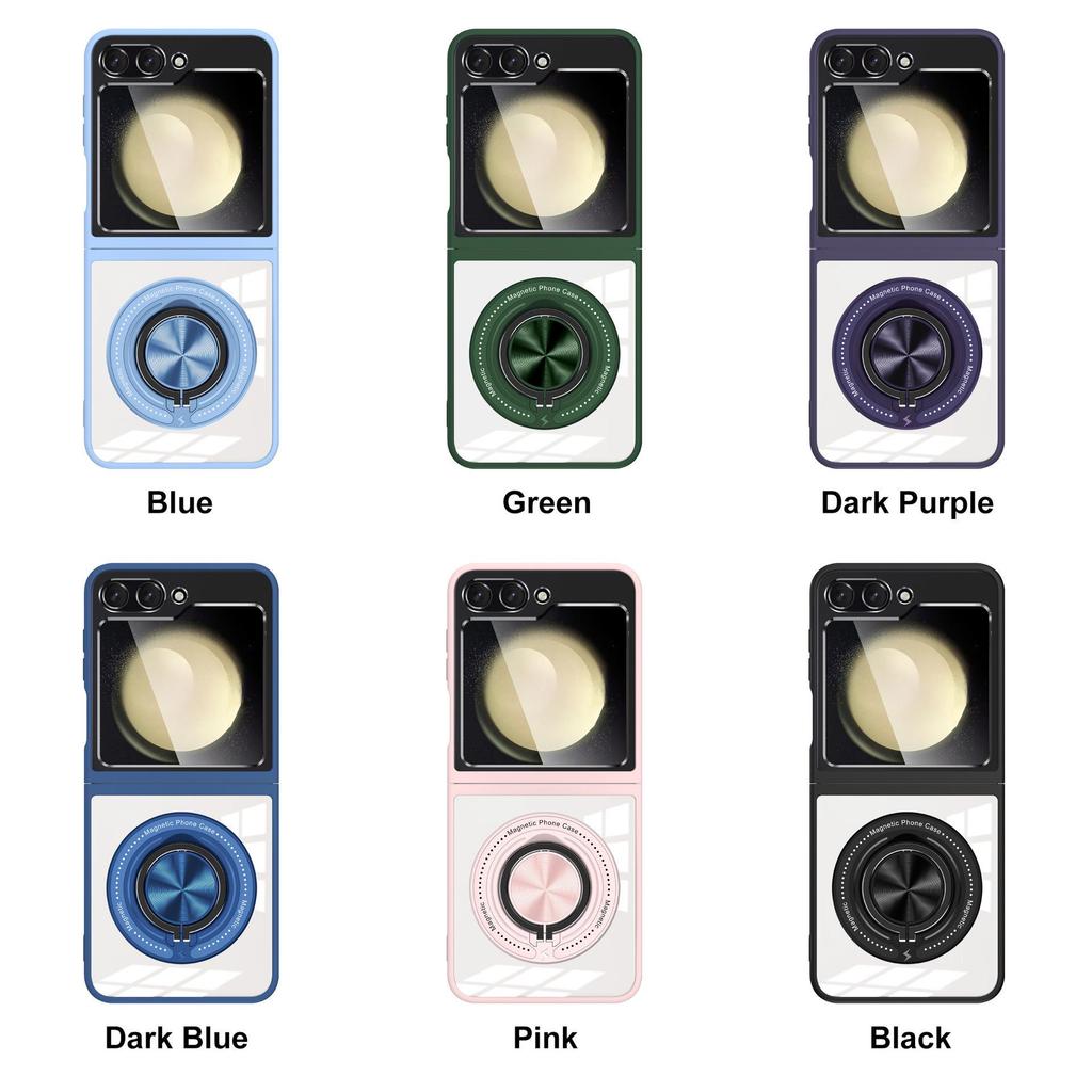 Samsung Z Flip7/6/5 360° Rotating Magnetic Wireless Charging Drop-Proof Clear Case
