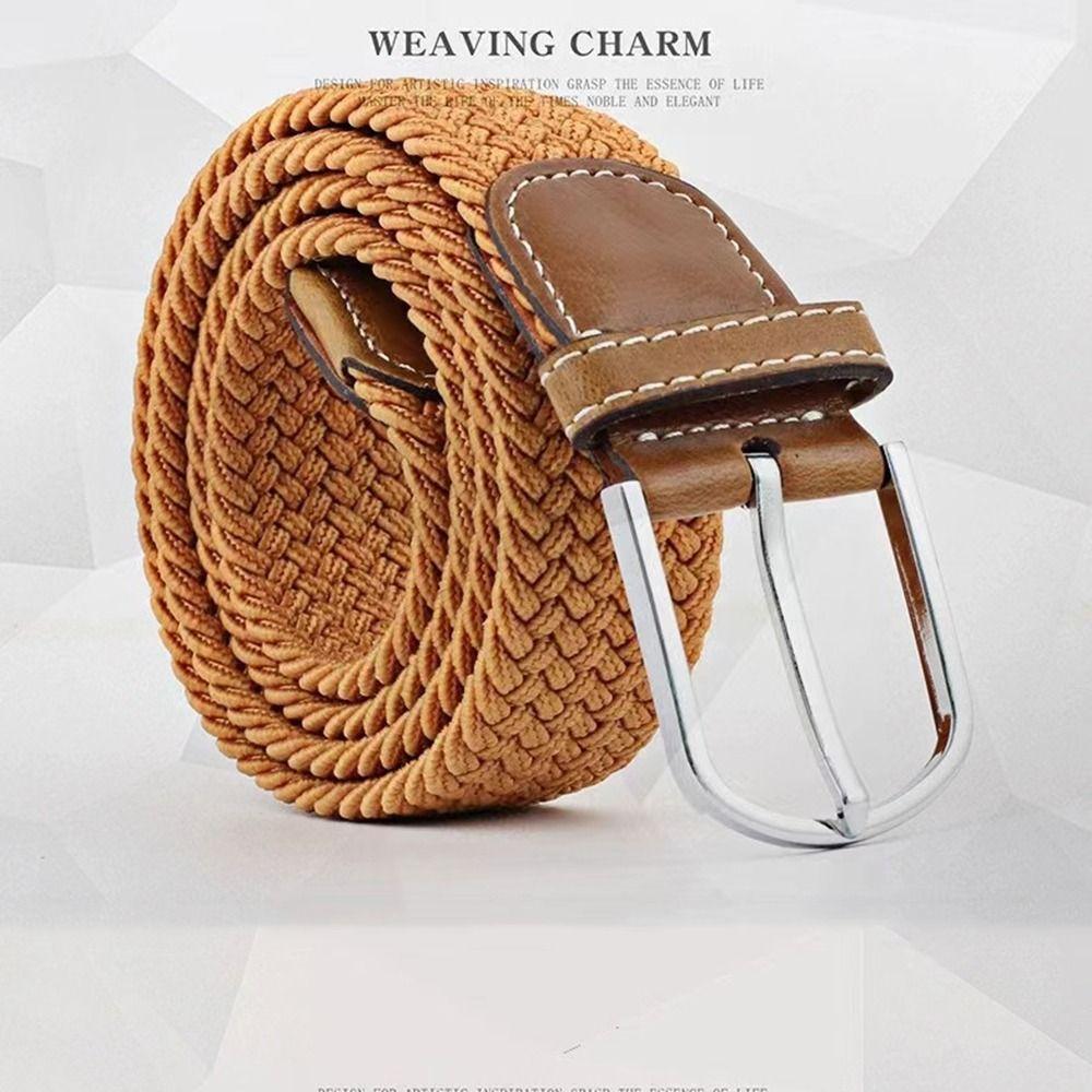 Multicolored Elastic Braided Belt No Hole Men's Waistband Durable Stretch Woven Belt  Women