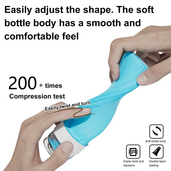 סט 1 60/90 מ"ל בקבוקי נסיעות מסיליקון עמידים לדליפה רב-פעמיים לאחסון קרם פנים, תחליב, קרם הגנה, בקבוק אחסון נייד למילוי חוזר, ריק לכלי רחצה