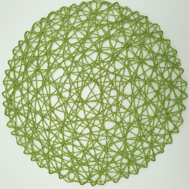 Round Paper Woven Placemats Wood Heat Resistant Rattan Brown Paper Straw for Dining Party Wedding