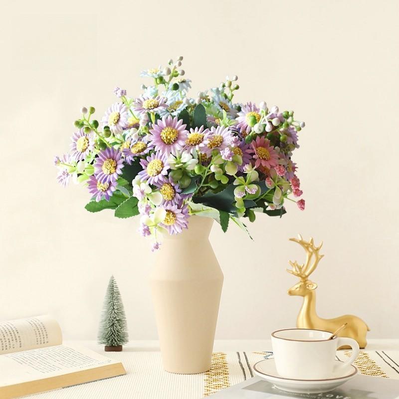 New Internet Celebrity Chamomile 15 Head Simulated Chamomile Daisy Photography Props Wedding Soft Decoration Fake Flowers Living Room Decoration