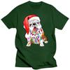 Cute Bulldog Christmas Lights Dog T Shirts Summer Graphic Cotton Streetwear Short Sleeve Birthday Gifts T-shirt Mens Clothing