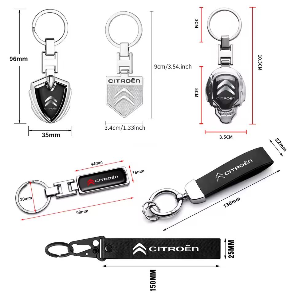 Metal Car Logo Keychain Key Holder For Citroen C1 C2 C4 Grand Picasso C4L C5 VTS C-ELYSEE Berlingo C3 Aircross Keyring Pendant