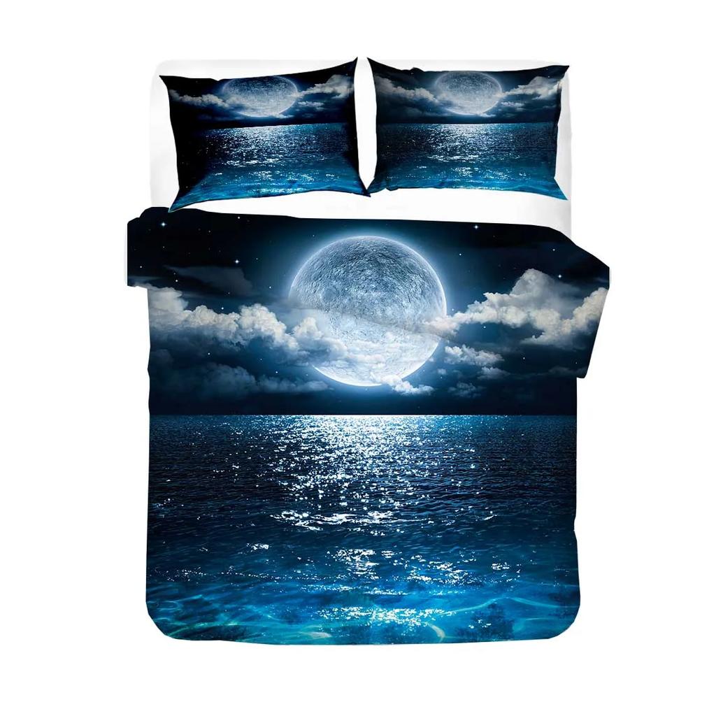 Print Hight Quality Duvet Cover Sets Galaxy Wolf Bedding Set 2/3pcs Quilt Cover Bed Linens Home Textile UK // Size