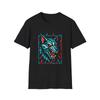 Unisex Softstyle T-Shirt Mens Womens Tees Top – Glitched Cyber Wolf, Red Eyes Predator Shirt, Street