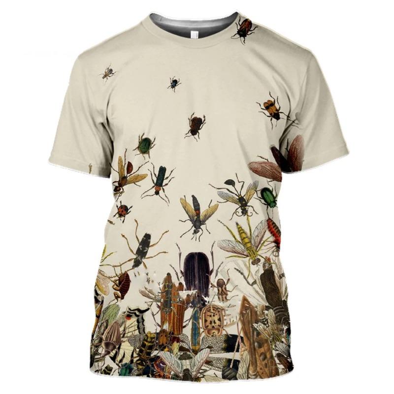 2026 Summer Tide Insect Picture Men T-Shirt Casual Tees Personality XXS