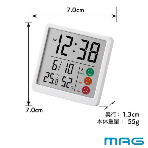 MAG Thermometer/Hygrometer, Digital Temperature and Humidity Meter, Environmental Guide Display, Comfortable, High Humidity, Dry, Clock Display, Compa