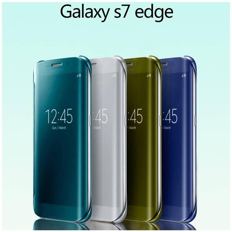 For Samsung Galaxy S6 S7 Plus Clear View Mirror Leather Flip Stand Case Cover