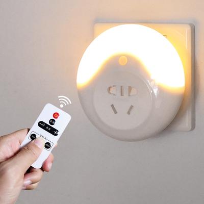 Led Night Light Intelligent Remote Control 3-Color Dimmable Socket Lamp Plug-in Light for Bedroom Bathroom Nursery Kitchen Hallway