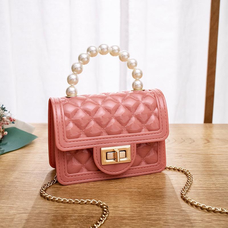 Women's Crossbody Argyle Jelly Bag with Pearl Coin Purse