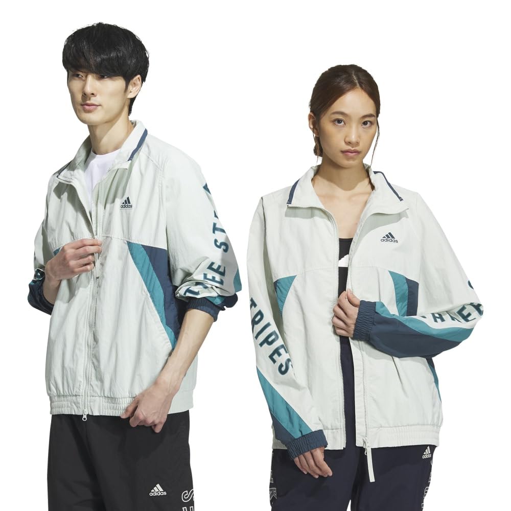 Adidas JSY33 Linen Green Jersey Top with Oversized Jacket Size M Men's Wording, Fit, Full-Zip (IS5148),