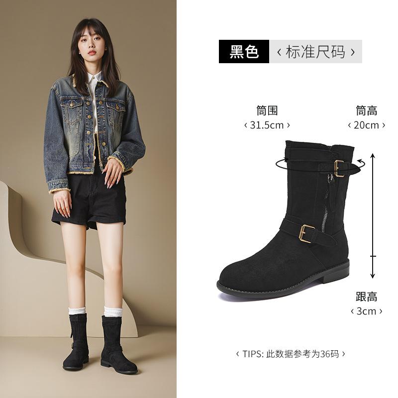 

Augustine Maillard Martin Boots Women s 2025 New Autumn Brown Boots Thick-soled Vintage Western Cowboy Boots 40