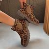 Large size fashion new leopard print short tube suede middle heel elastic mouth women's fashion Martin boots