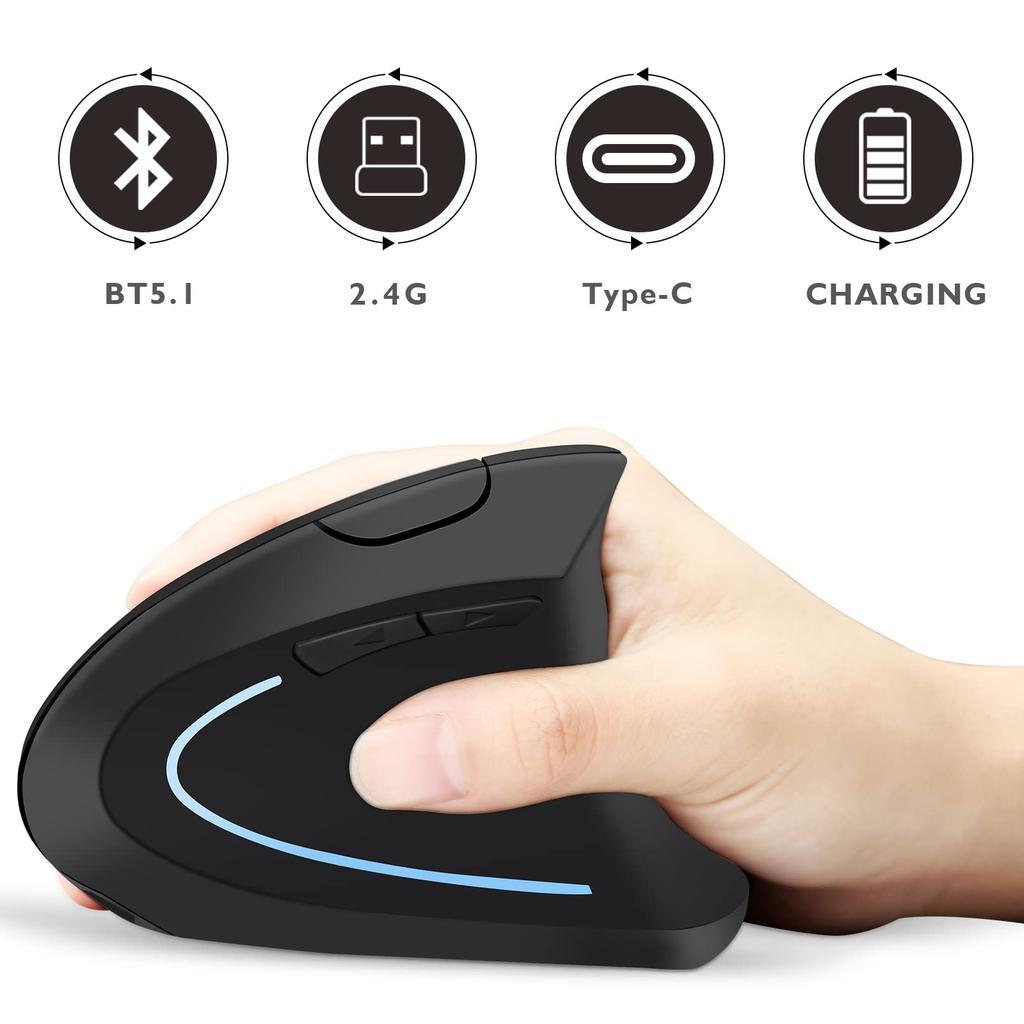 Neises Ergonomic Bluetooth Mouse for MacBook MacBook and Laptops Rechargeable Wireless Mouse iPad, Air, Mac, Pro, Mini, iMac, -