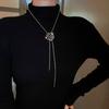 Zinc Zinc Alloy Rhinestone Brooch Silver Clavicle Chain Sweater Chain Women Long Necklace  Gift