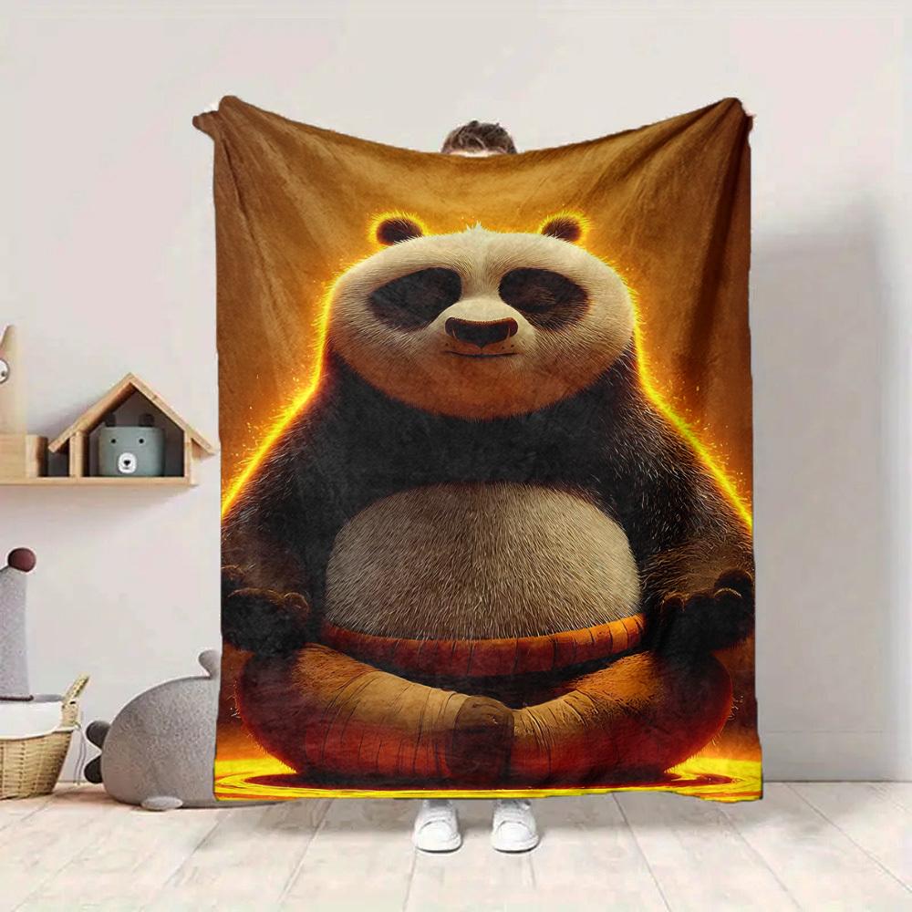 1pc Panda Meditation Blanket Lightweight Flannel Blanket Throw Blanket For Sofa, Bed, Travel, Camping, Livingroom, Office, Couch