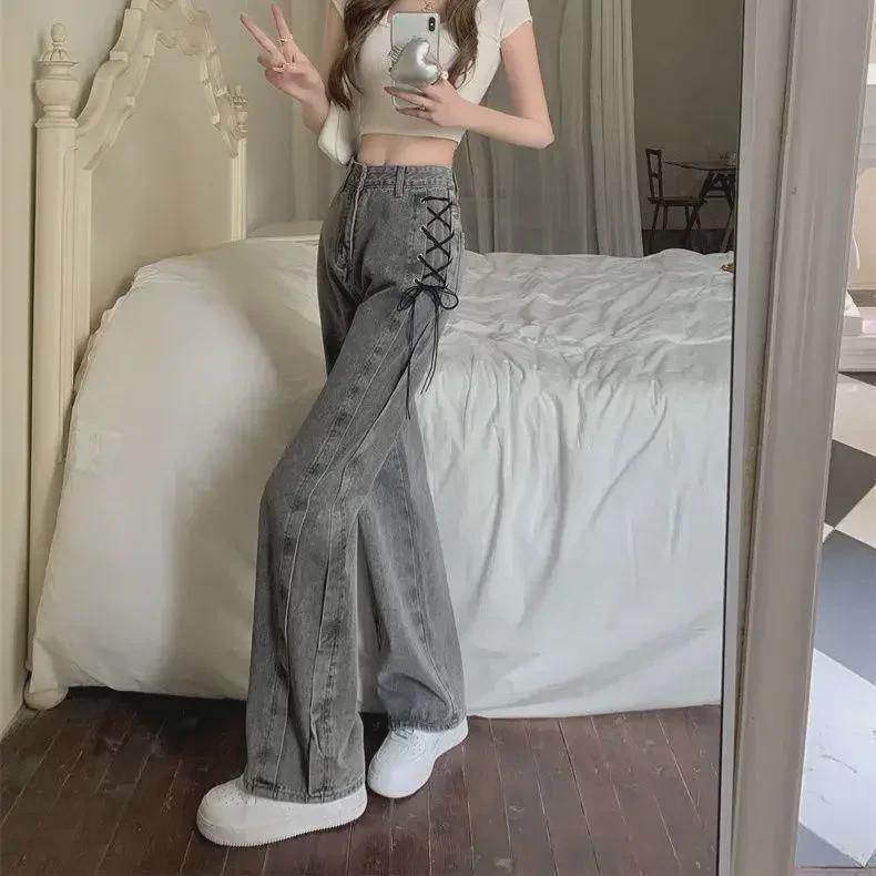 

2024 Summer Vintage Washed Wide-Leg Jeans for Men & Women XL сірий колір