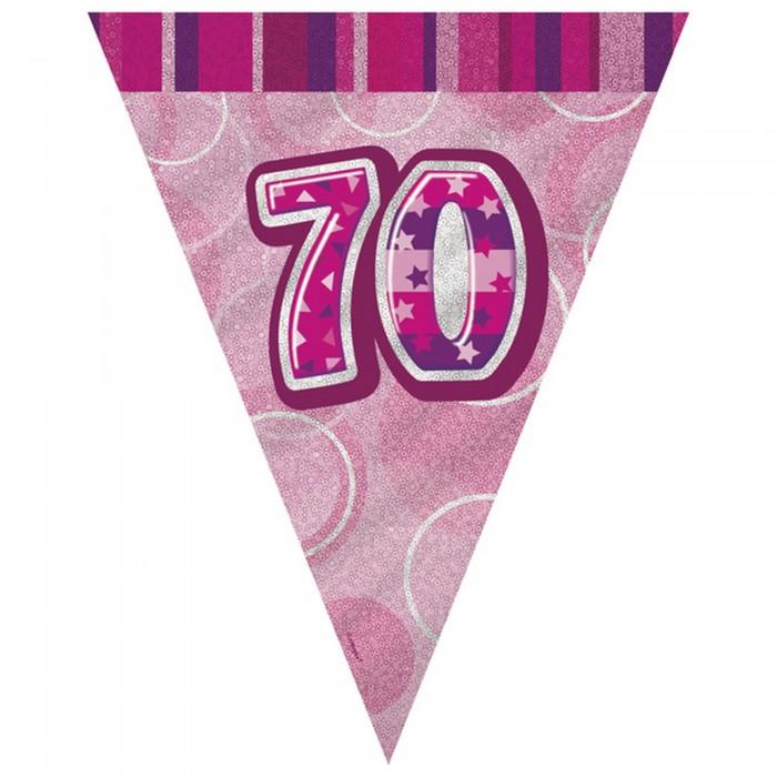 Unique Party Pink 70 Glitz Pennant Bunting