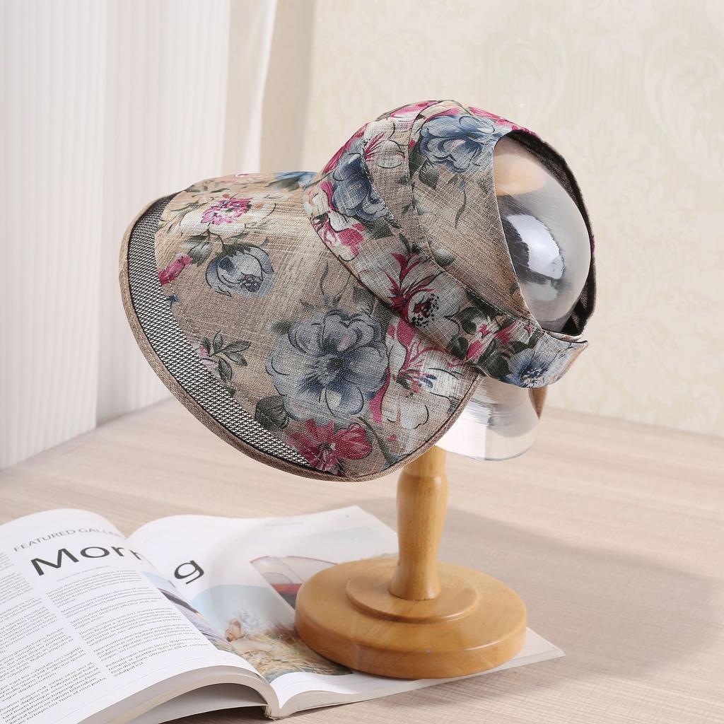 Elegant high-end flower big edge empty top hat children spring and summer outdoor foldable sun hat sun hat