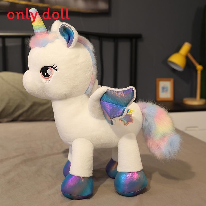 

Cute Cartoon Rainbow Unicorn Plush Doll Pillow Children Toy For Gift Birthday 40cm белый