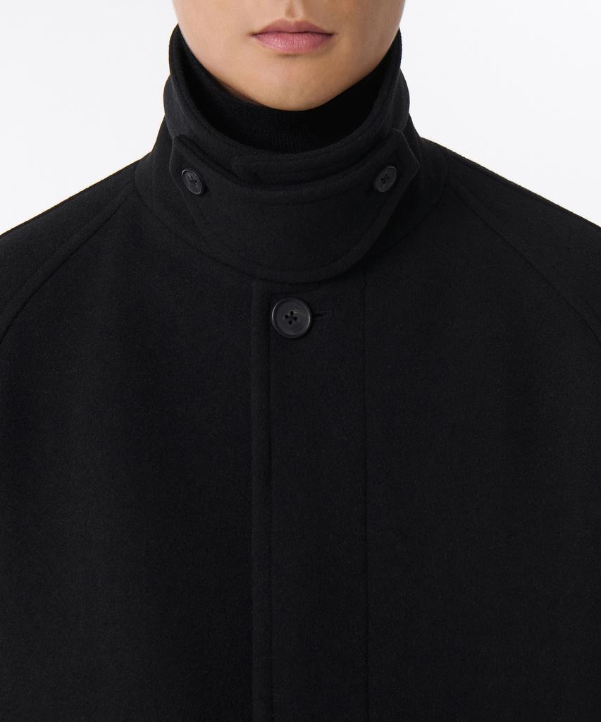 Musinsa Standard Wool Blend Oversized Half Balmacaan Coat [Black]