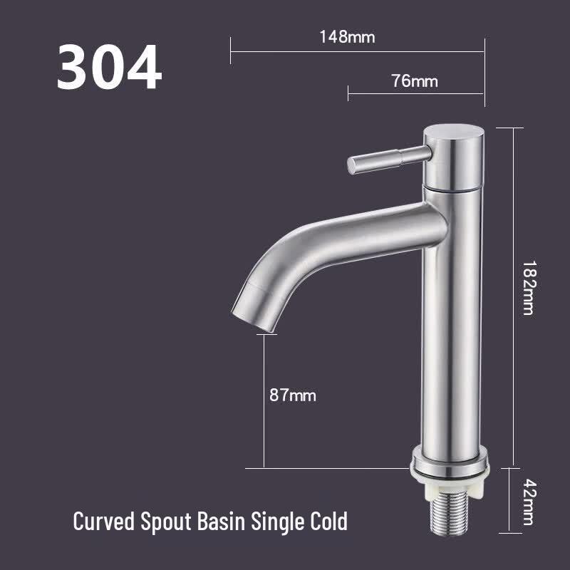 TLXT Brushed Stainless Steel Single Cold Basin Faucet