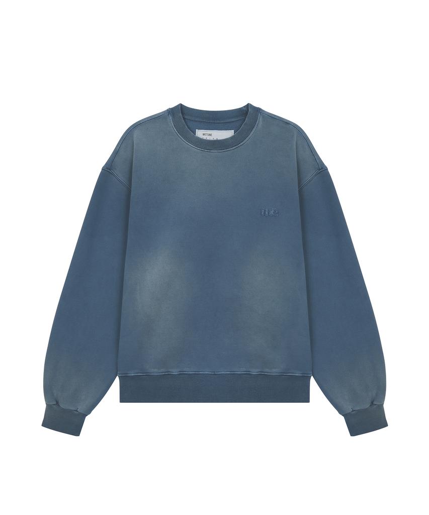 Matile Me Washed Overlay Sweatshirt / Navy