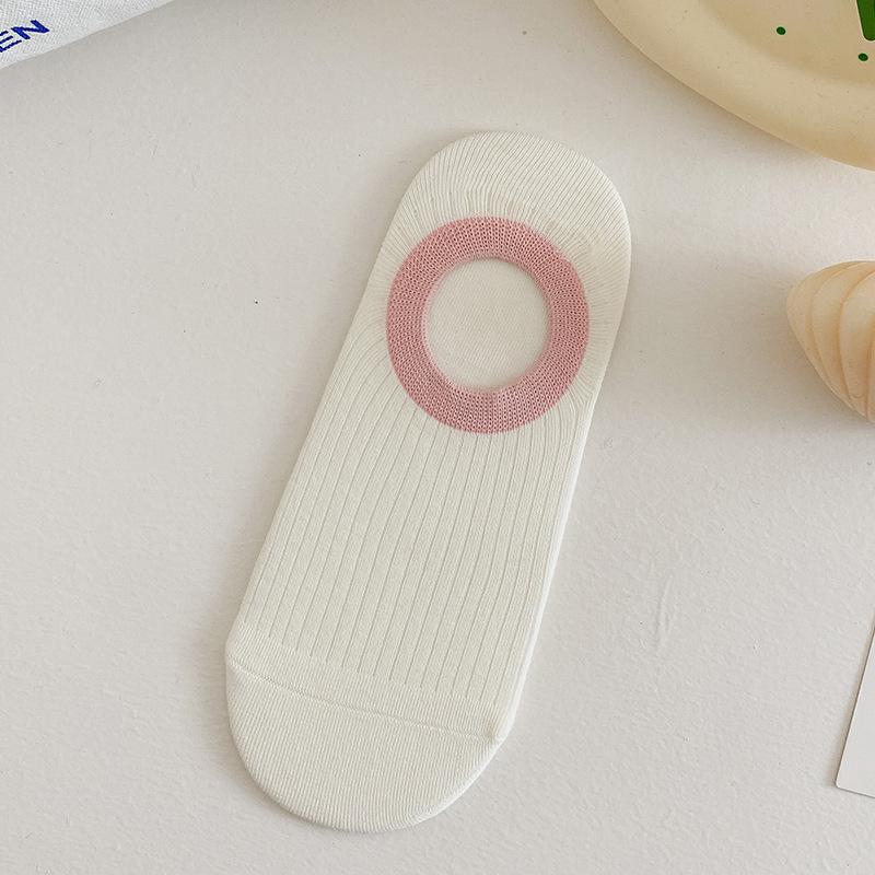 New 5 Pairs Summer Cotton Non Slip Invisible Heel Socks Thin Ice Cream Color Block Boat Socks Sweat-absorbing Women Children