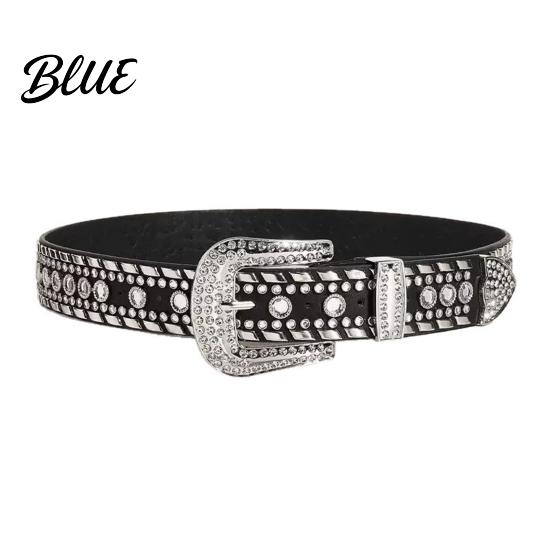 Retro Waist Belt Punk Rock Rhinestone for Men Women Adjustable Wide Rivets Pants Jeans Pants Clothes Accessory Party Night Club