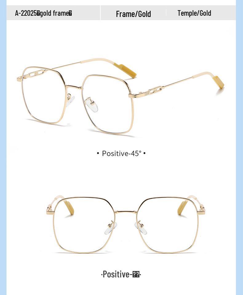 Metal Matte Glasses for Women - Built-in Blush, Prescription Compatible, Large Frames, Face Slimming Effect