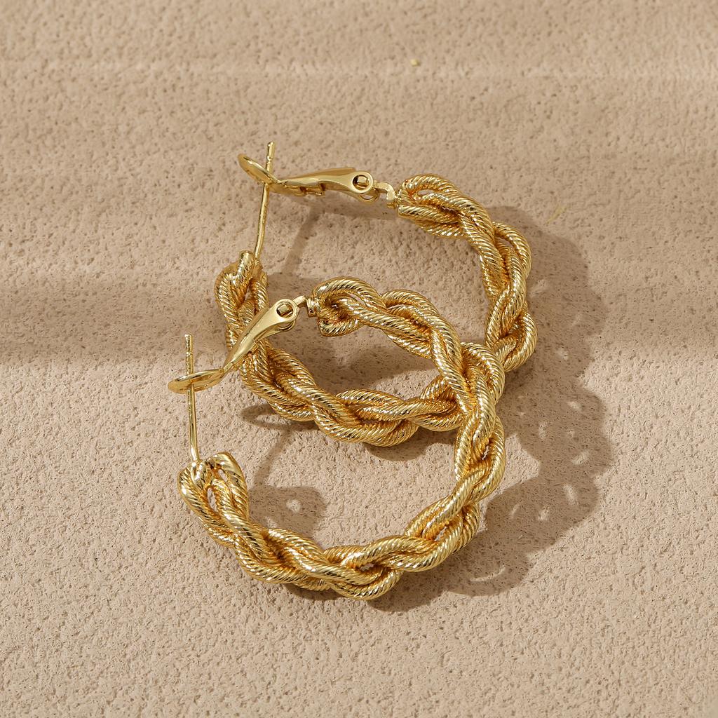 Golden Twisted Hoop Earrings for Women Elegant Chunky Statement Jewelry Gift