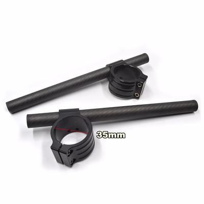 100% Real Carbon Fiber Clip-On Motorcycle 7/8" Handlebars 35mm Fork Tube For Cafe Racer Universal